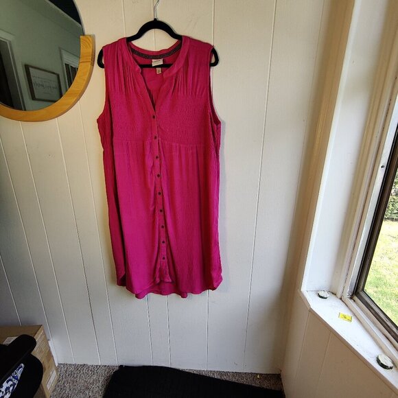 Rose Knox Summer Dress, or Swim Coverup in Pink Crinkle Fabric Sz XL - Picture 1 of 5